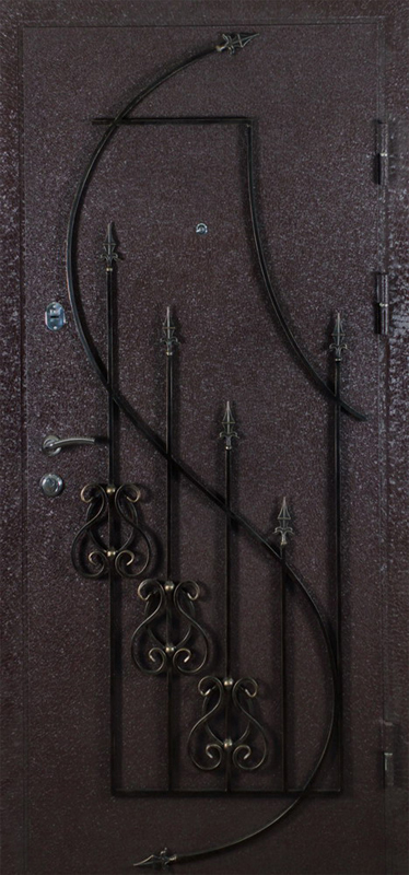 Дверь металлическая с кованными элементами Африка коричневая (внеш. вид)