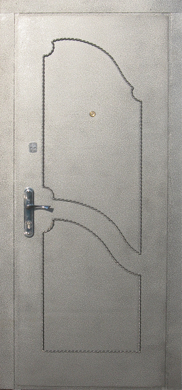 Дверь металлическая с кованными элементами Серебро (внеш. вид)