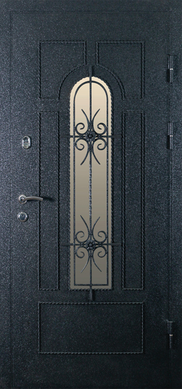 Дверь металлическая с кованными элементами Африка черная (внеш. вид)